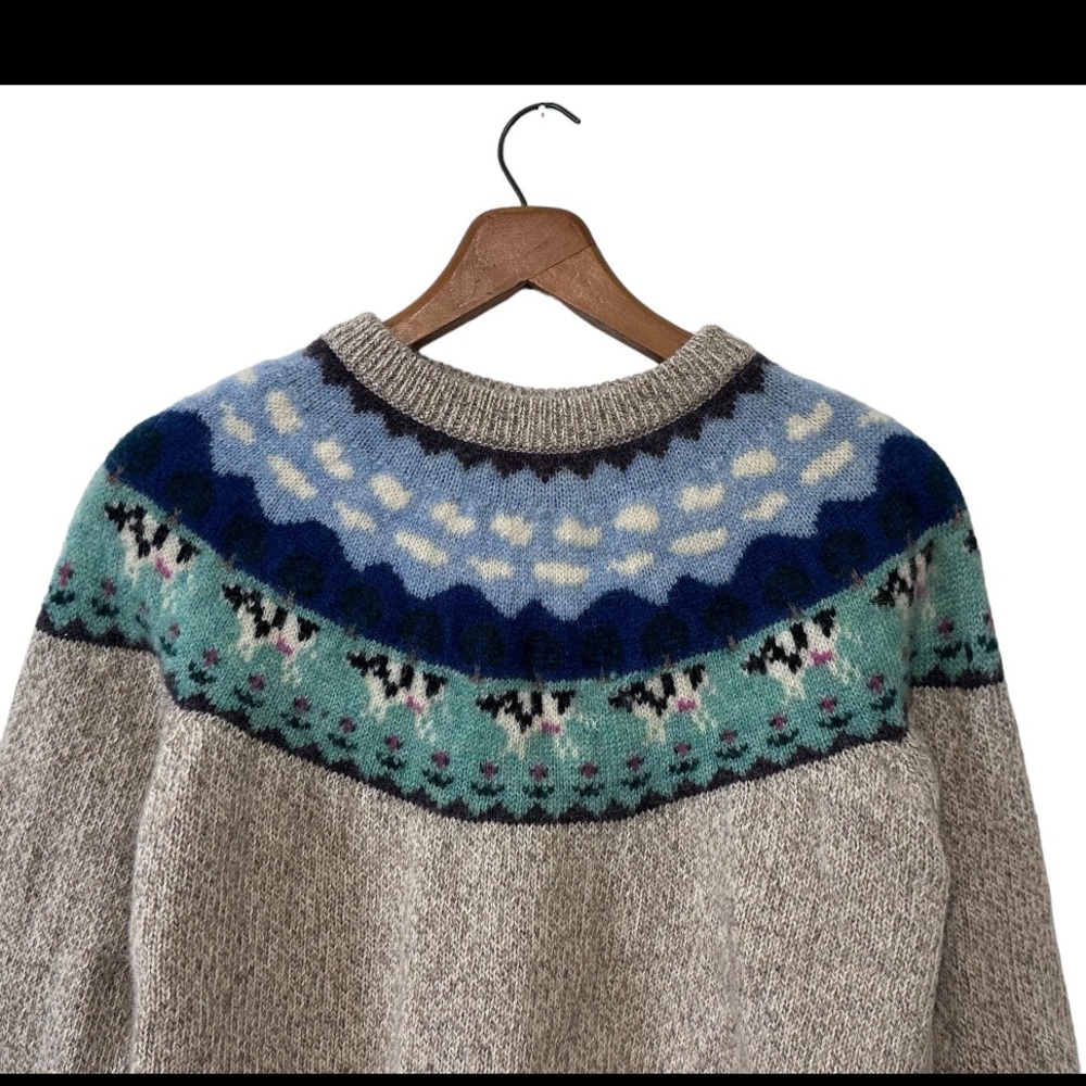 Vintage Eddie Bauer wool cow print sweater - Picture 2 of 7
